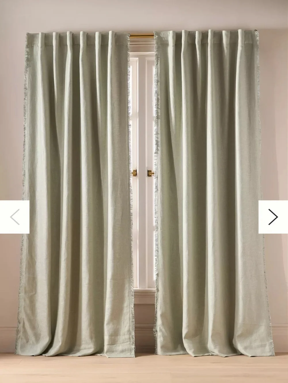 Anthropologie Sage Fringe Linen Curtain Panels
